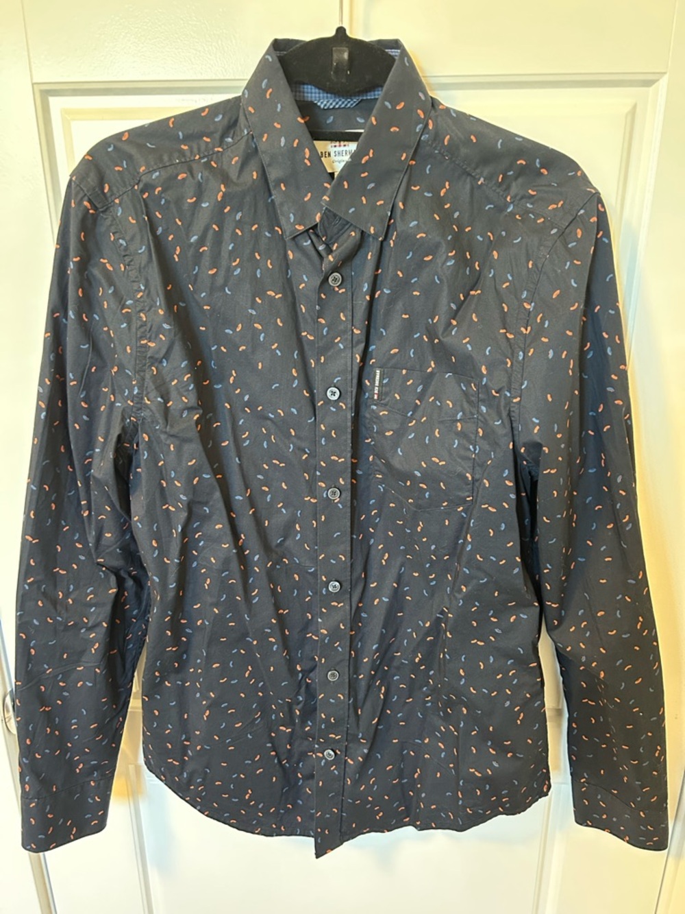 Ben Sherman Black Shirt with Orange Micro Dot Print